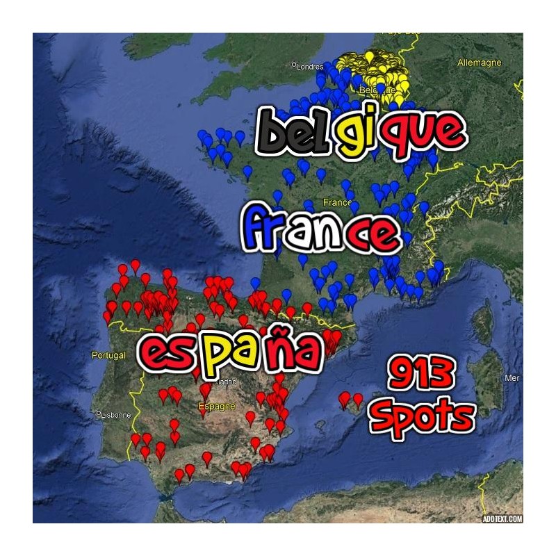 Pack road trip Espagne - France - Belgique (913 Spots)